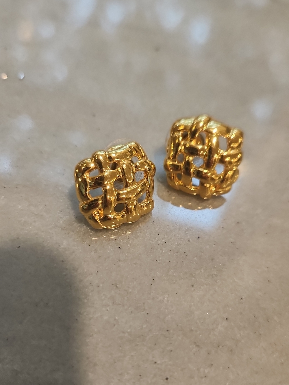 Gold-Tone Woven Knot Stud Earrings - Unbranded